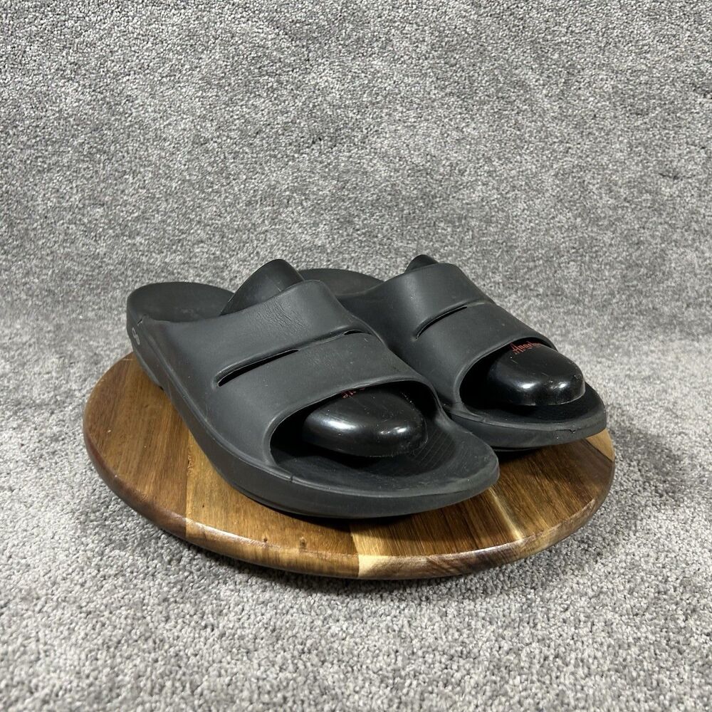 OOFOS OOahh Men's Sz 12 Black Recovery Gym Casual Slides Athletic Sandals Used